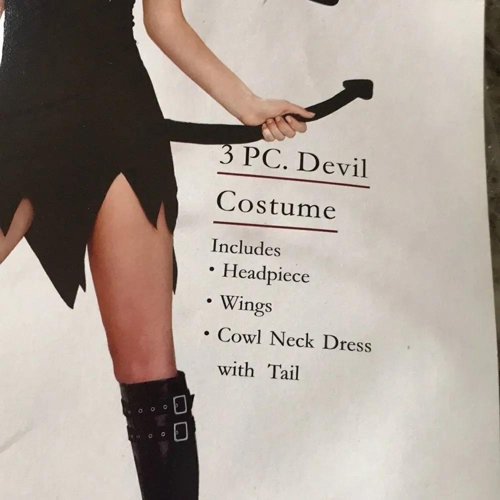 Sexy Woman’s Devil Costume Black M/L - Picture 2 of 4